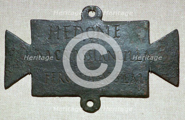 Second century Roman bronze plaque with a dedication to Feronia. Artist: Unknown