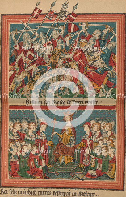 'Battle and Court of Justice During Henry VII's March Upon Rome: A Page from the Codex Balduineus',  Artist: Unknown.