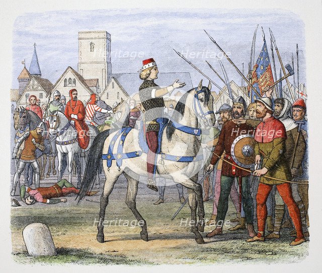 King Richard II meets the rebels at Smithfield, Peasants' Revolt, 1381 (1864).  Artist: James William Edmund Doyle