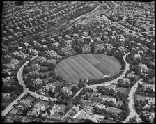 Dean Park Sports Ground and Bournemouth Central Station, Bournemouth, Dorset, c1930s. Creator: Arthur William Hobart.