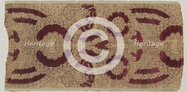 Silk Velvet with Gold in Pomegranate Pattern, 1450-1500. Creator: Unknown.