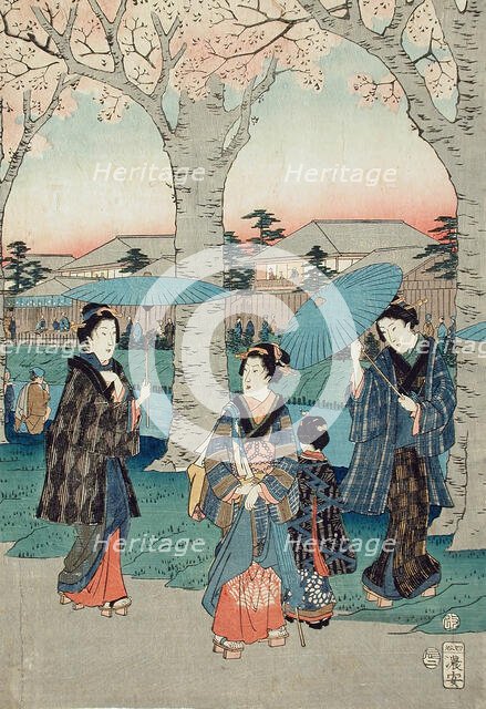 Flowers Beside the Tamagawa-Zutsumi (image 2 of 3), c1856. Creator: Ando Hiroshige.