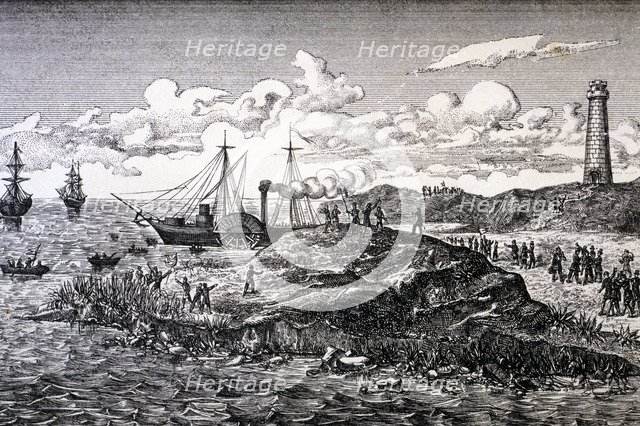 Revolution of 1868, shipment in Orotava (Canary Islands), in the Vapor Buenaventura of the Genera…