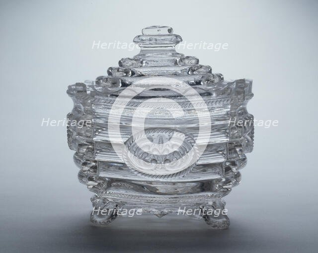 Covered Sugar Bowl, 1820/30. Creator: New England Glass Company.