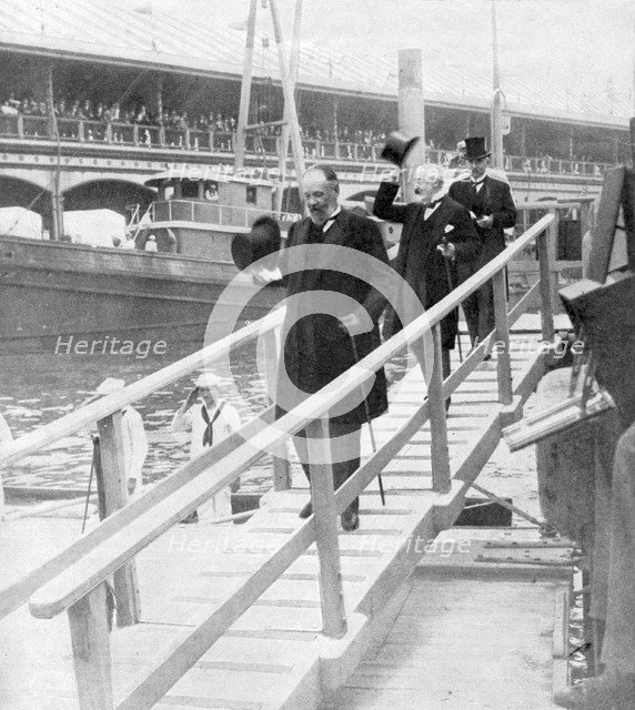 Diplomats arrive for the Treaty of Portsmouth, New York Yacht Club, 1905. Artist: Unknown