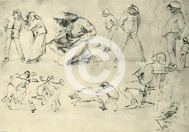 Studies of figures, early 17th century, (1943). Creator: Adriaen Brouwer.