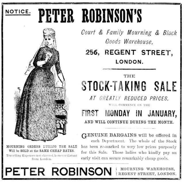 Advertisement for Peter Robinson’s, 1890. Creator: Unknown.