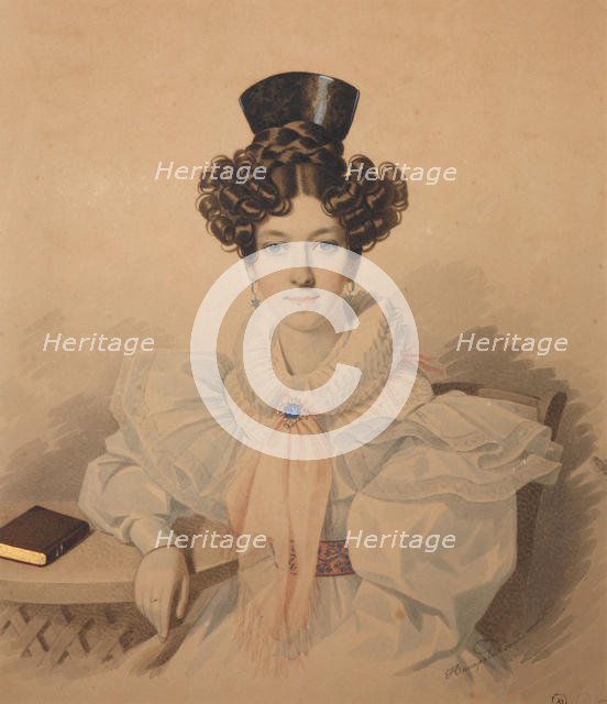 Portrait of Anna Platonovna Plautina (1808-1886), 1830s. Creator: Hampeln, Carl, von (1794-after 1880).