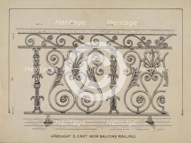 Cast Iron Balcony Rail, c. 1936. Creator: Ray Price.
