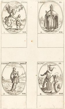 The Guardian Angel; St. Simplici; St. Cunegundes; St. Luci. Creator: Jacques Callot.