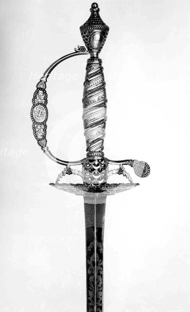 Presentation Smallsword with Scabbard of Admiral Marriot Arbuthnot, British, dated 1780. Creator: Unknown.