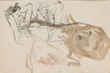 Two reclining women and a woman's head, 1875-1934. Creator: Isaac Lazerus Israels.