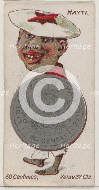Haiti, 50 Centimes, from the series Coins of All Nations (N72, variation 1) for Duke brand..., 1889. Creator: Unknown.