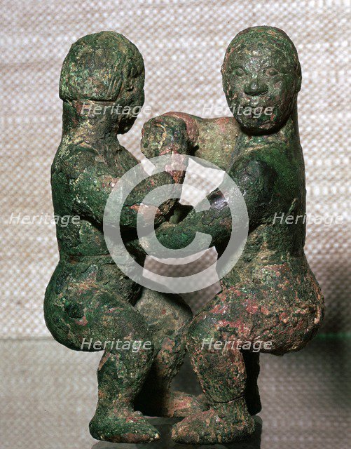 Bronze figures of two wrestlers, Eastern Zhou Dynasty, China, c5th-4th Century BC. Artist: Unknown