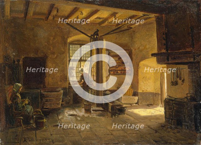 Kitchen Interior, 1854. Creator: Adolph Tidemand.