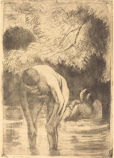 Two Women Bathing (Les deux baigneuses), 1895. Creator: Camille Pissarro.