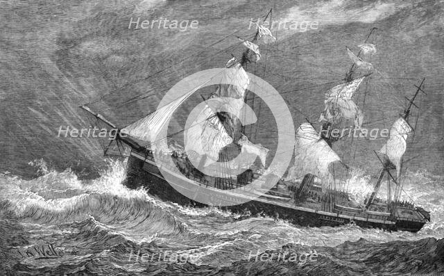 The Cruise of the Prince of Wales's sons: H.M.S. Bacchante in a squall, 1881. Creator: Unknown.