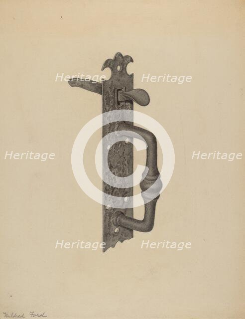 Door Handle with Thumb Press, c. 1938. Creator: Mildred Ford.