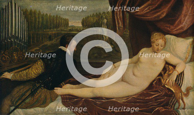 'Venus Con El Musico', (Venus and music), 1550, (c1934). Artist: Titian.