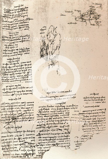 Sketch of a peak in Armenia, and a sketch map of Armenia, c1472-c1519 (1883). Artist: Leonardo da Vinci.