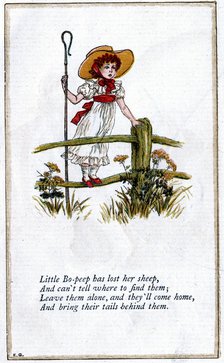 Illustration for 'Little Bo-Peep has lost her sheep', Kate Greenaway. Artist: Catherine Greenaway