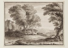 Landscape with a Classical Temple, after Claude, c1800s. Creator: Luigi Gasparini.