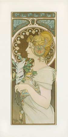 La Plume. Artist: Mucha, Alfons Marie (1860-1939)