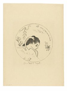 Projet d’assiette (Leda) (Design for a Plate [Leda]), frontispiece fro..., 1889, printed after 1911. Creator: Paul Gauguin.