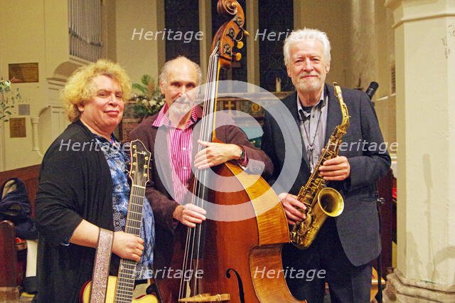 Geoff Simkins - Howard Alden Trio, St Andrews Church, Hove, East Sussex, 21 Oct 2022. Creator: Brian O'Connor.