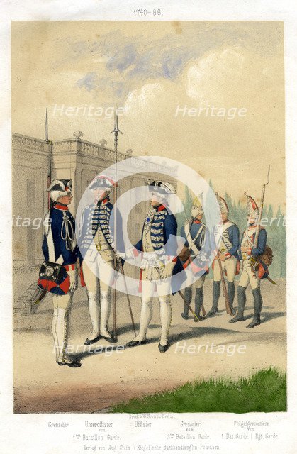 German military uniforms, 1740-1786 (19th century).Artist: W Korn