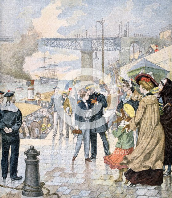 The return of the ship 'Borda', and embarkation of the ship 'Fistots', Brest, France, 1902. Artist: Unknown