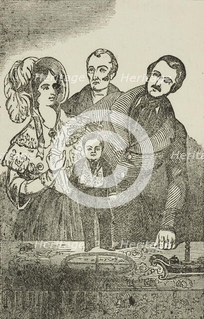 Visitors with General Tom Thumb at the Royal Adelaide Gallery, Westminster, 1844.  Creator: Unknown.