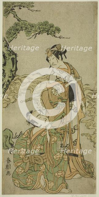 The Actors Nakamura Nakazo I as Matsukaze (right), and Ichikawa Komazo I as..., c. 1771. Creator: Katsukawa Shuncho.