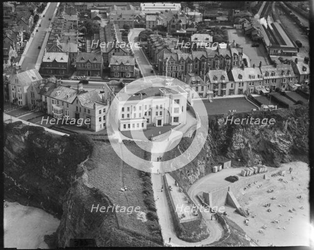 The Great Western Hotel and Tolcarne Point, Newquay, Cornwall, c1930s. Creator: Arthur William Hobart.
