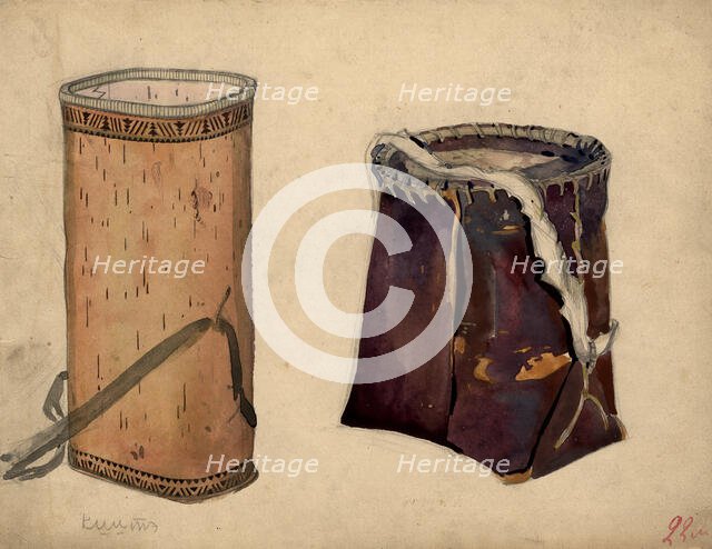 Tamgas made of birch bark of various types, Selkups, 1920. Creator: A. G. Vargin.