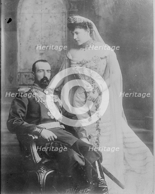 Grand Duke Michael Mikhailovich of Russia and his wife Countess Sophie de Torby, 1902. Artist: Lafayette, James (1853-1923)