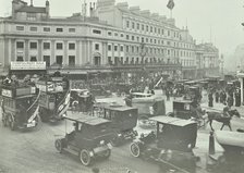 Traffic at Oxford Circus, London, 1910. Artist: Unknown.