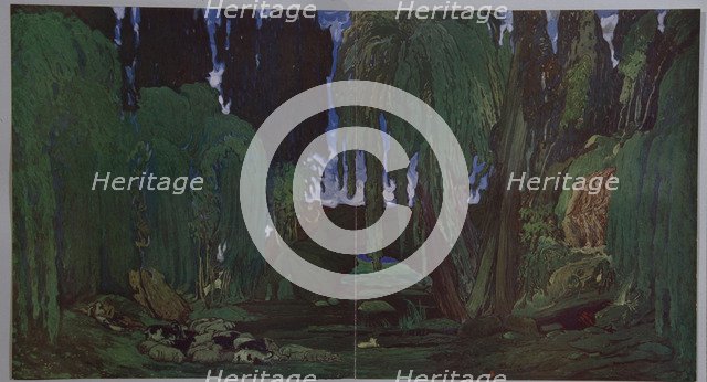 Stage design for the ballet Narcisse by N. Tcherepnin, 1911. Artist: Bakst, Léon (1866-1924)