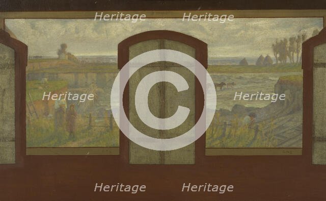 Esquisse pour la mairie de Fresnes : Sur le plateau, Une place de Fresnes. Les carrières..., 1905. Creator: Jean Joseph Enders.