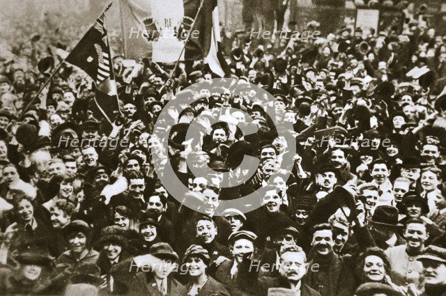 Celebrating the end of the First World War, London, November 1918. Artist: Unknown