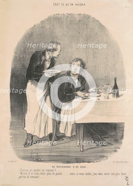 Au restaurant à 32 sous, 1849.  Creator: Honore Daumier.