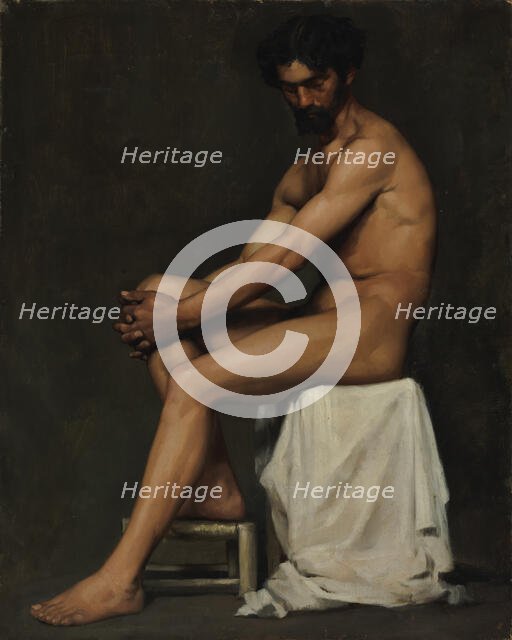 Seated Man, academy study, 1875. Creator: Albert Edelfelt.
