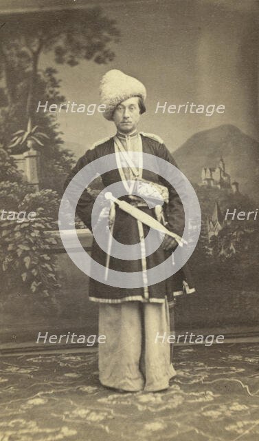 Full-length portrait of unidentified man in Georgian(?) dress, facing front, between 1870 and 1886. Creator: Unknown.