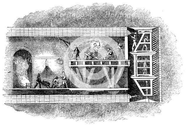 Construction of the Thames Tunnel, London, 1825-1843. Artist: Unknown