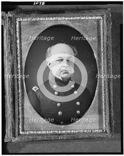 Ethan Allen Hitchcock, head-and-shoulders portrait, facing front, in military uniform, 1851. Creator: Thomas Martin Easterly.