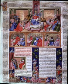 Cover with different scenes. Miniature in 'Codex Justinian Institutiones Feudorum et Alia', c.1300.