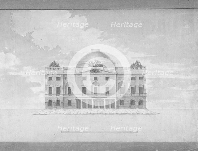 Design for the Facade of a Theater (Perspective), late 18th-early 19th century. Creator: Charles Middleton.