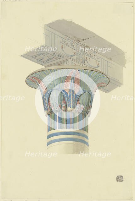 Egyptian capital with architrave, 1829. Creator: Friedrich Maximilian Hessemer.
