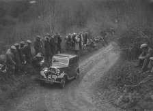 Standard saloon of AJ Borkett competing in the MCC Lands End Trial, 1935. Artist: Bill Brunell.