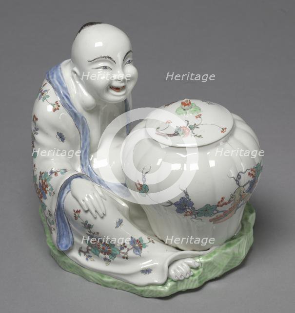 Figure of Budai or Hotei with Jar, c. 1735- 1740. Creator: Chantilly Porcelain Factory (French).